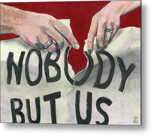 Hands Metal Print featuring the painting Nobody But Us by Matthew Mezo