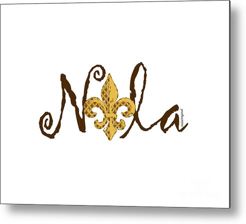 New+orleans Metal Print featuring the mixed media Nola in Brown by NolaOriginals
