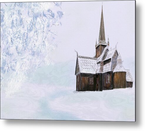 Victor Shelley Metal Print featuring the painting Norsk Kirke by Victor Shelley