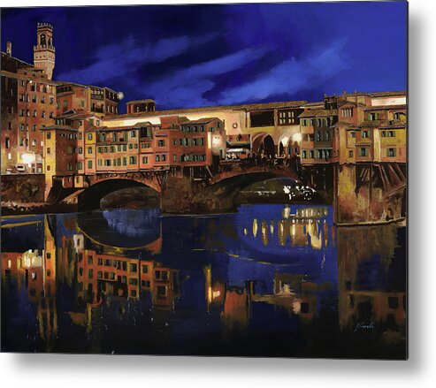 Firenze Metal Print featuring the painting Notturno Fiorentino by Guido Borelli