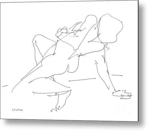 Female Metal Print featuring the drawing Nude-Female-Drawing-17 by Gordon Punt