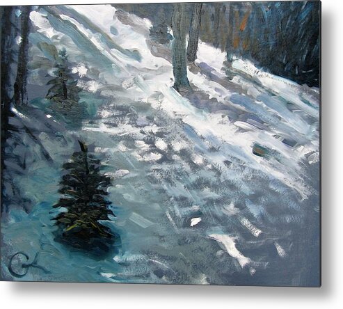 Snow Metal Print featuring the painting Observing Snow by Gary Coleman