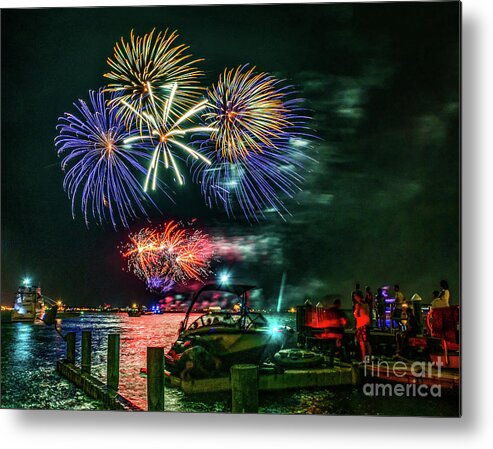 Boats Metal Print featuring the photograph Ocean City NJ Fireworks by Nick Zelinsky Jr