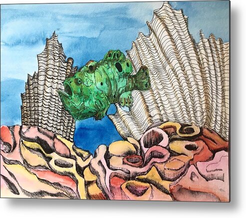  Ocellated Metal Print featuring the painting Ocellated Frogfish by Mastiff Studios