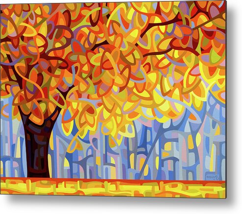 Abstract Metal Print featuring the painting October Gold by Mandy Budan