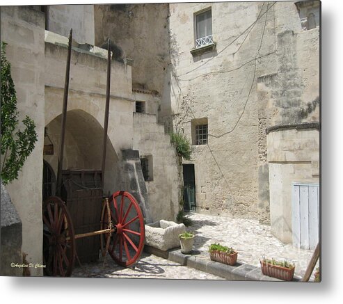 Cityscape Metal Print featuring the photograph Old HorseCart in Matera by Italian Art