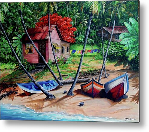 Tropical Metal Print featuring the painting Old Palatuvia Tobago by Karin Dawn Kelshall- Best