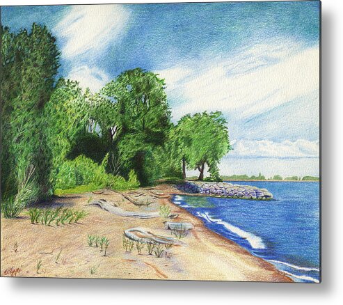 Lake Erie Metal Print featuring the drawing Old Woman Creek - Huron Ohio by Shawna Rowe
