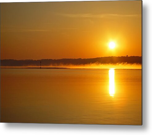 Landscape Metal Print featuring the photograph On Golden Lake by Michael Whitaker
