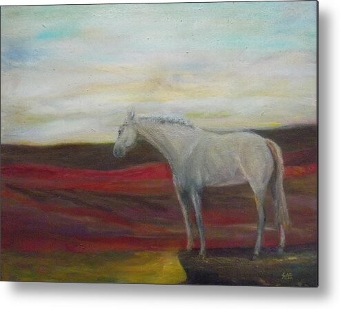 Horse Metal Print featuring the painting On the Edge by Susan Esbensen
