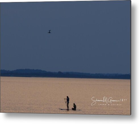 Sunset Metal Print featuring the photograph One Paddles One Ponders by Shawn M Greener