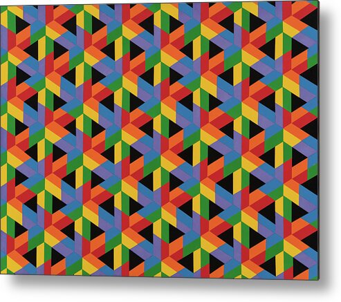 Abstract Metal Print featuring the painting Open Hexagonal Lattice II by Janet Hansen