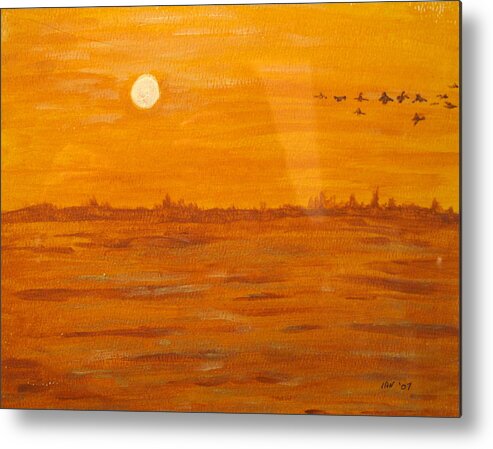 Orange Metal Print featuring the painting Orange Ocean by Ian MacDonald