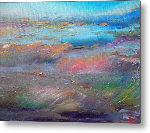 Abstract Metal Print featuring the painting Out of the Blue by Susan Esbensen