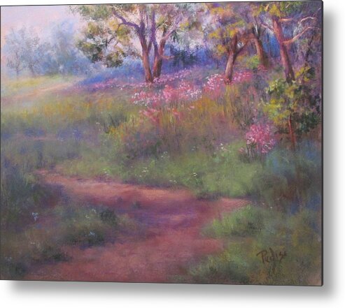 Landscape Metal Print featuring the pastel Out Of The Woods by Bill Puglisi