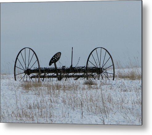 Hay Rake Metal Print featuring the photograph Out to pasture by David Barker