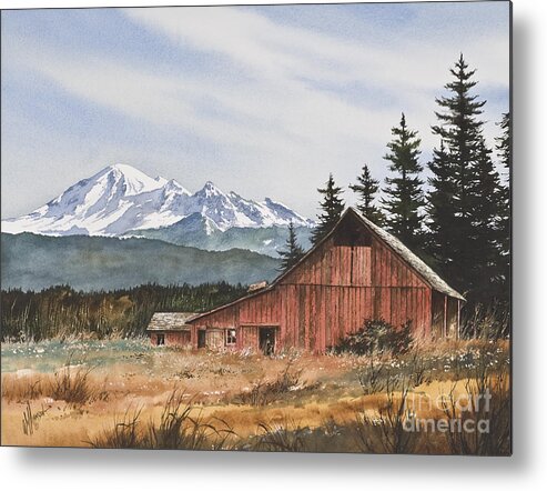 Pacific Northwest Landscape Watercolor Paintings Metal Print featuring the painting Pacific Northwest Landscape by James Williamson