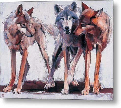Wolves Metal Print featuring the painting Pack Leaders by Mark Adlington