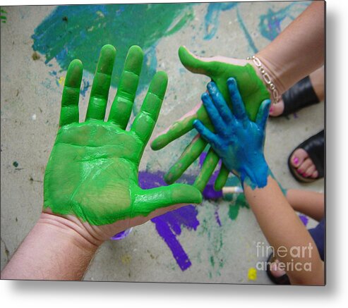 Paint Metal Print featuring the photograph Parents and Child Paint Hands by Jason Freedman