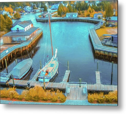 Tuckerton.lighthouse Metal Print featuring the photograph Painterly Tuckerton Seaport by Gary Slawsky