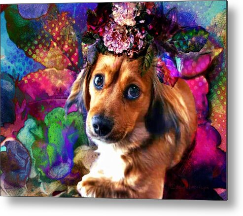 Cute Dog Metal Print featuring the digital art Party Animal by Delight Worthyn