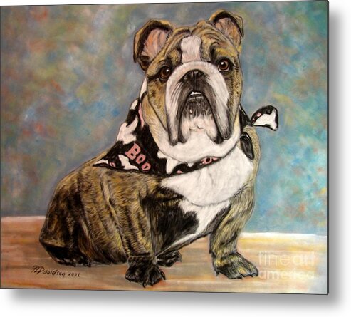 Brindle Metal Print featuring the painting Pastel English Brindle Bull Dog by Pat Davidson