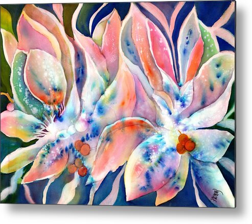 Beautiful Flowers Metal Print featuring the painting Pastel Lily Flowers by Sabina Von Arx