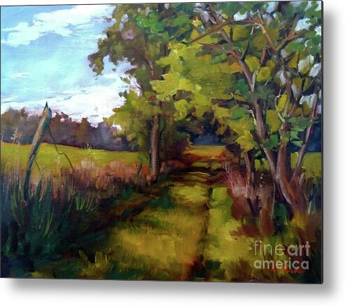 Trees Metal Print featuring the painting Path Between Fields by K M Pawelec