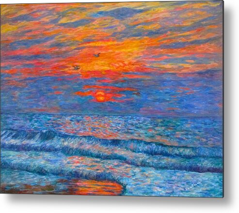 Pawleys Island Metal Print featuring the painting Pawleys Island Sunrise in the Sand by Kendall Kessler