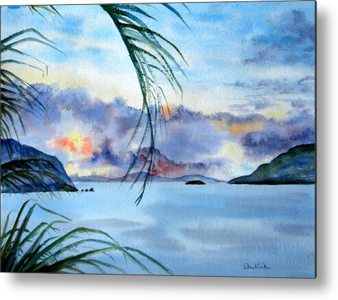 Sunset Metal Print featuring the painting Peace in the Caribbean by Diane Kirk