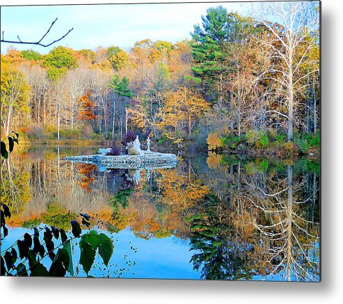 Peak Autumn Reflection Metal Print featuring the painting Peak Autumn reflection 6 by Jeelan Clark