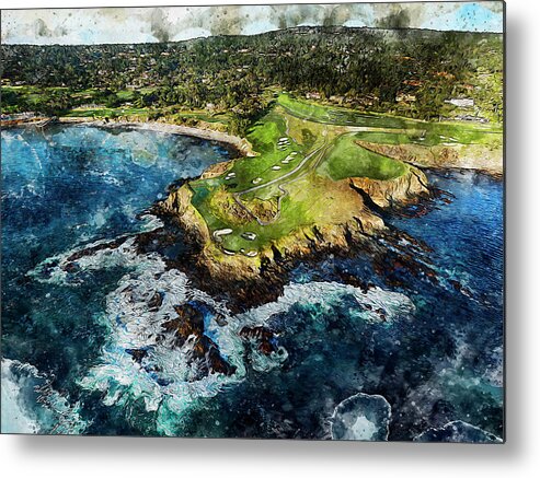The Lone Cypress Metal Print featuring the painting Pebble Beach California - 01 by AM FineArtPrints