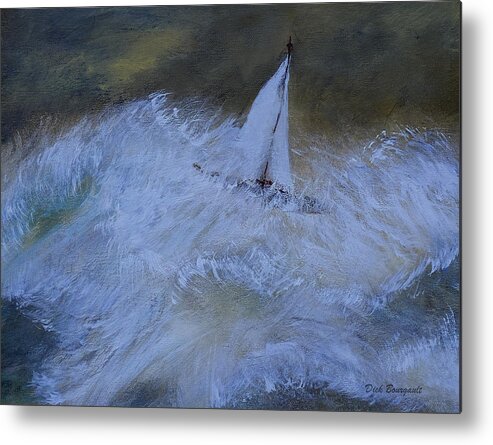 Ship Metal Print featuring the painting Peril at Sea by Dick Bourgault