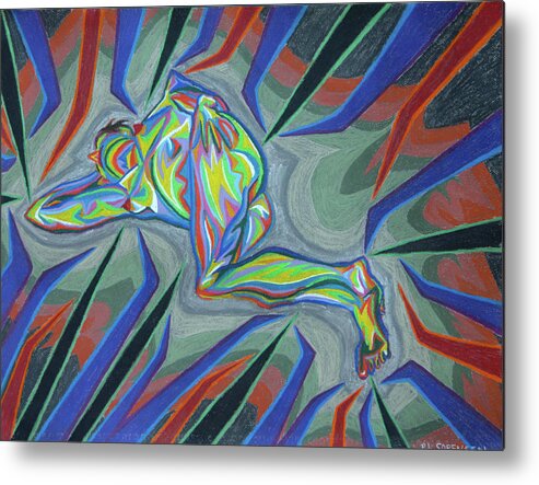 Live Nude Metal Print featuring the painting Piegee by Robert SORENSEN