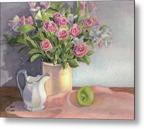 Roses Metal Print featuring the painting Pink Roses by Vikki Bouffard