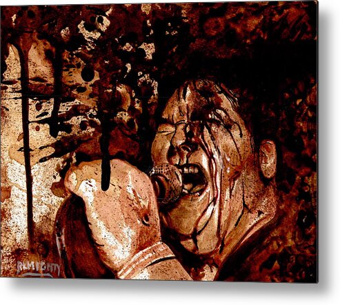Ryan Almighty Metal Print featuring the painting POISON IDEA - JERRY - dry blood by Ryan Almighty