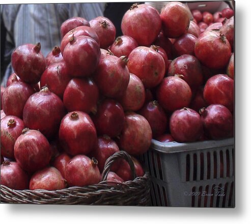 Pomegranates Metal Print featuring the photograph Pomegranates at Jerusalem's Old City Market by Brian Tada