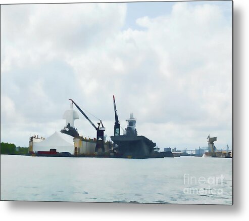 Portsmouth Shipyard Metal Print featuring the painting Portsmouth Shipyard 4 by Jeelan Clark