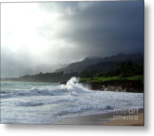 Pounders Beach Metal Print featuring the painting Pounders Beach North Shore Hawaii by Carl Gouveia