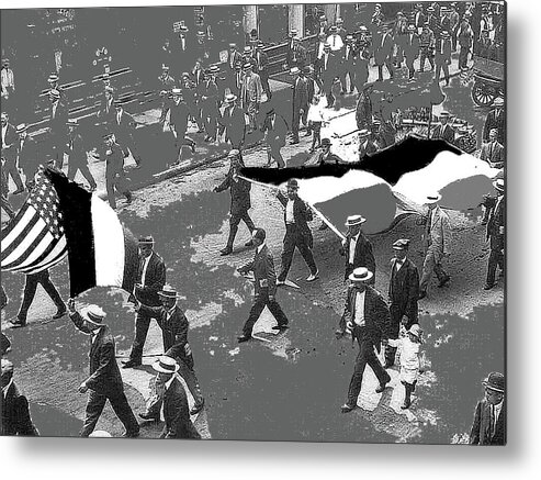 Pro Germany March At The Start Of Ww1 1914 Color Added 2016 Metal Print featuring the photograph Pro Germany march at the start of WW1 1914 color added 2016 by David Lee Guss