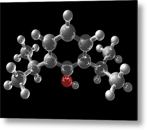 Chemical Metal Print featuring the photograph Propofol Molecule by Laguna Design