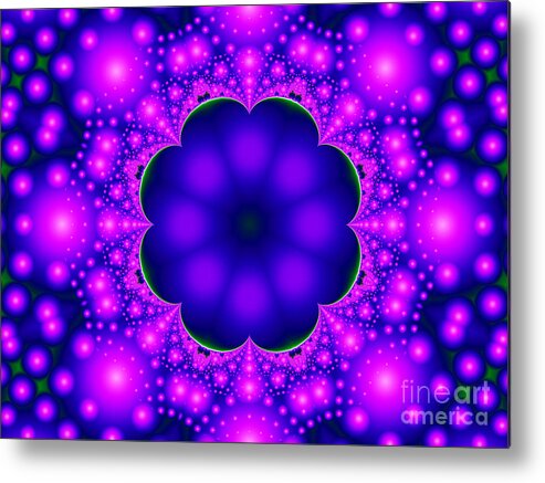 Purple Metal Print featuring the digital art Purple and Pink Glow Fractal by Tracey Everington