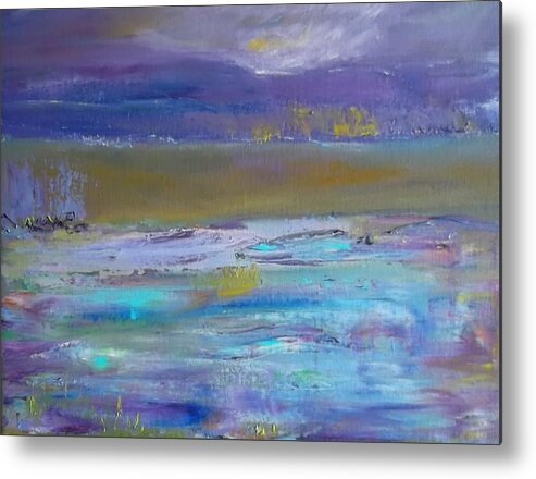 Abstract Metal Print featuring the painting Purple Haze by Susan Esbensen