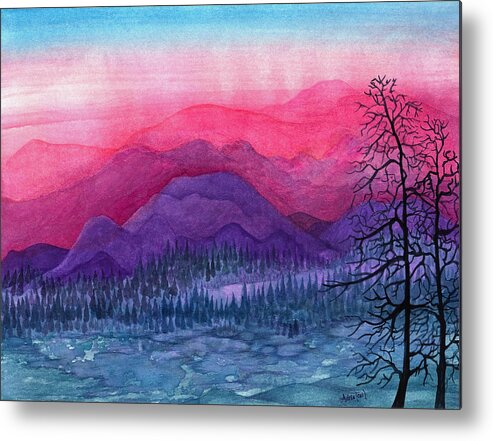 Adria Trail Metal Print featuring the painting Purple Hills by Adria Trail