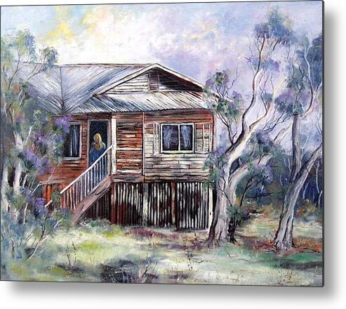 Queenslander Style Metal Print featuring the painting Queenslander style house, Cloncurry. by Ryn Shell
