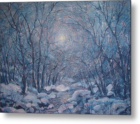 Snow Landscape Metal Print featuring the painting Radiant Snow Scene by Leonard Holland