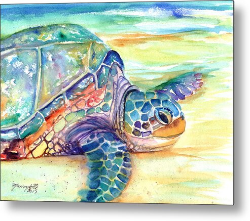Kauai Art Print Metal Print featuring the painting Rainbow Sea Turtle 2 by Marionette Taboniar