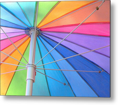Umbrella Metal Print featuring the photograph Rainbow Umbrella by Cathy Kovarik