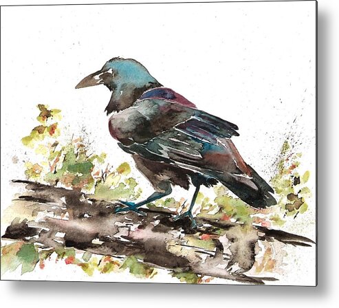 Raven Metal Print featuring the painting Raven 1 by Carolyn Doe
