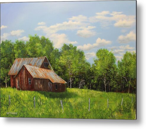 Vermont Metal Print featuring the painting Red Barn by Ken Ahlering